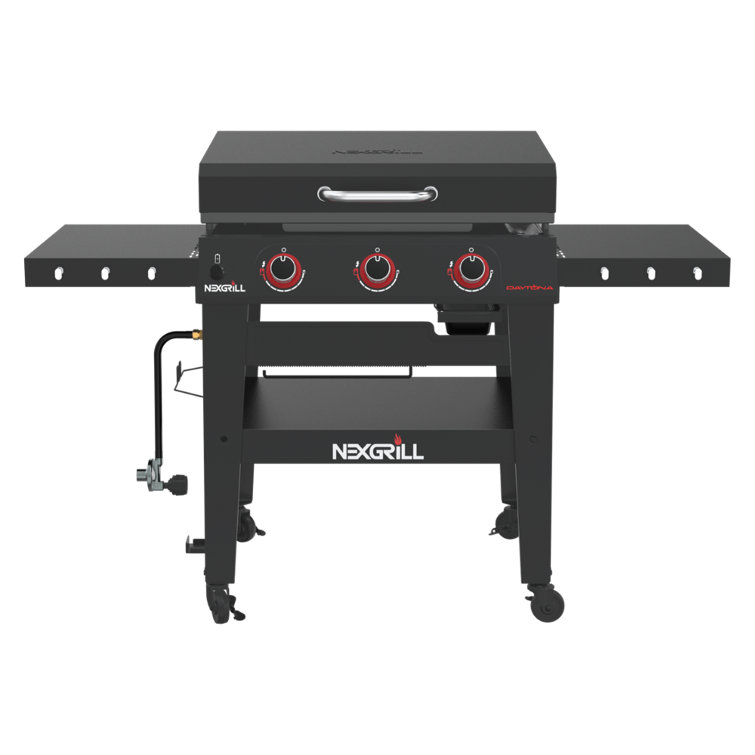 Nexgrill Daytona 3 Burner Propane Gas Griddle with Side Tables Black